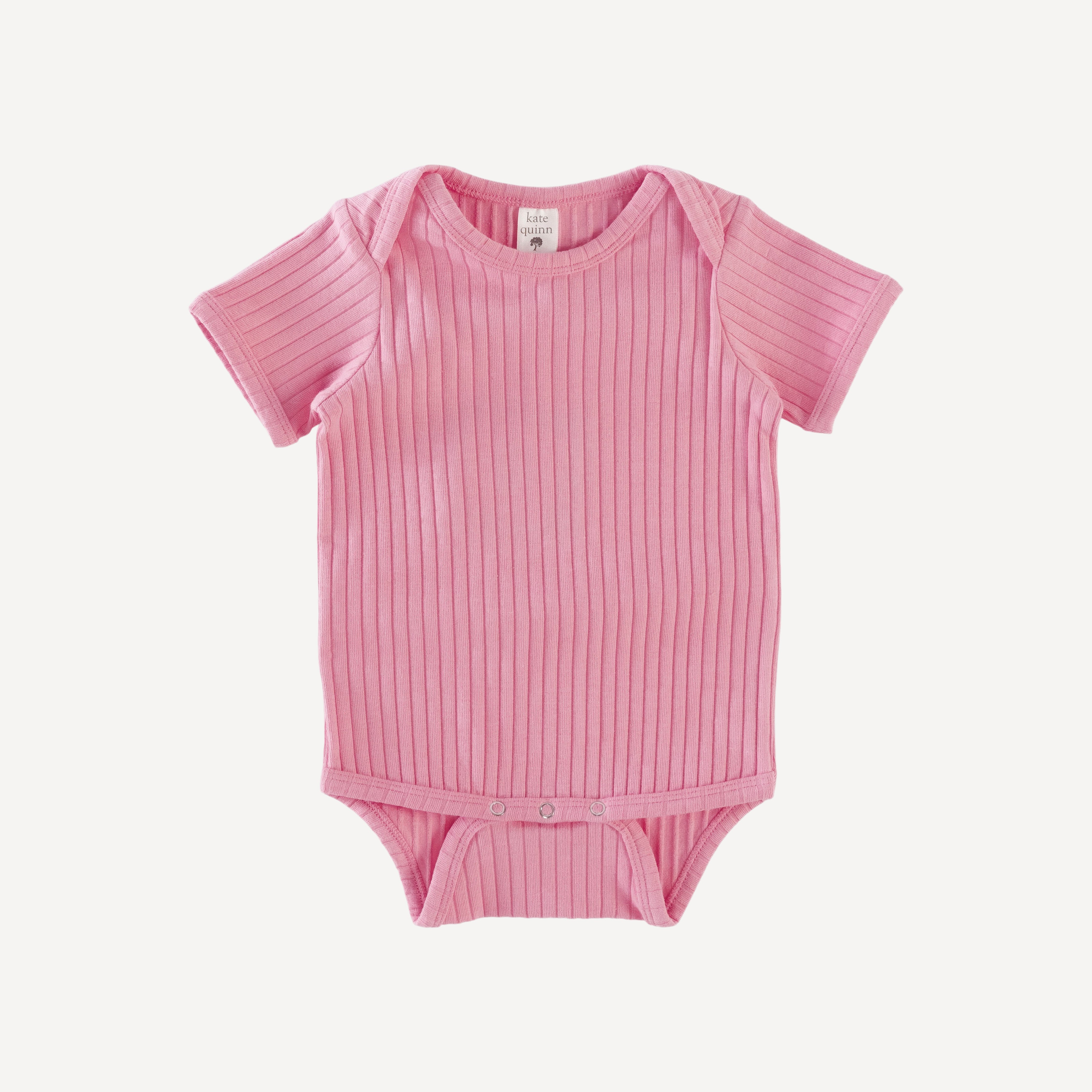short sleeve lap neck bodysuit | vintage pink | organic cotton wide rib