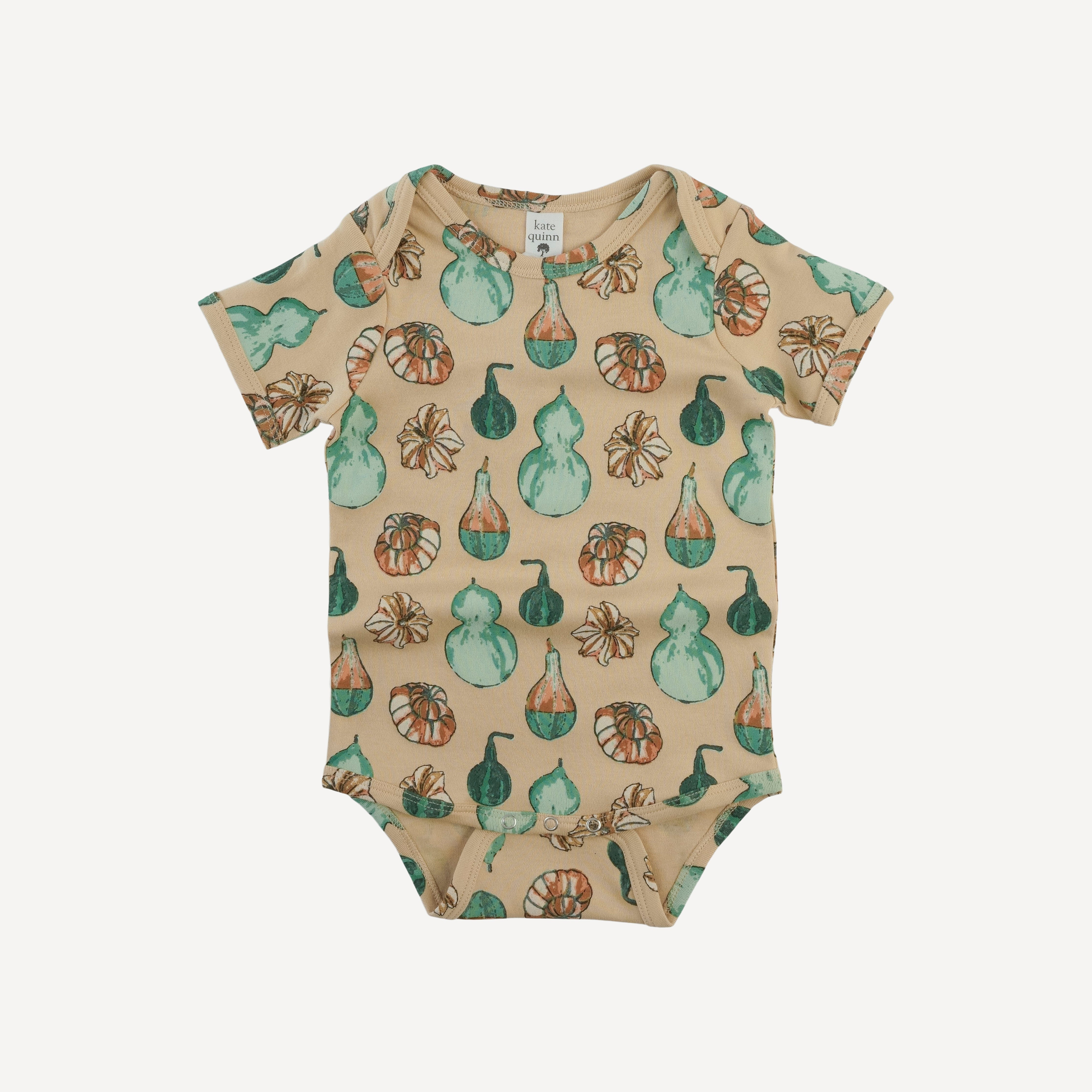 PRESALE short sleeve lap neck bodysuit | watercolor gourd | organic cotton interlock