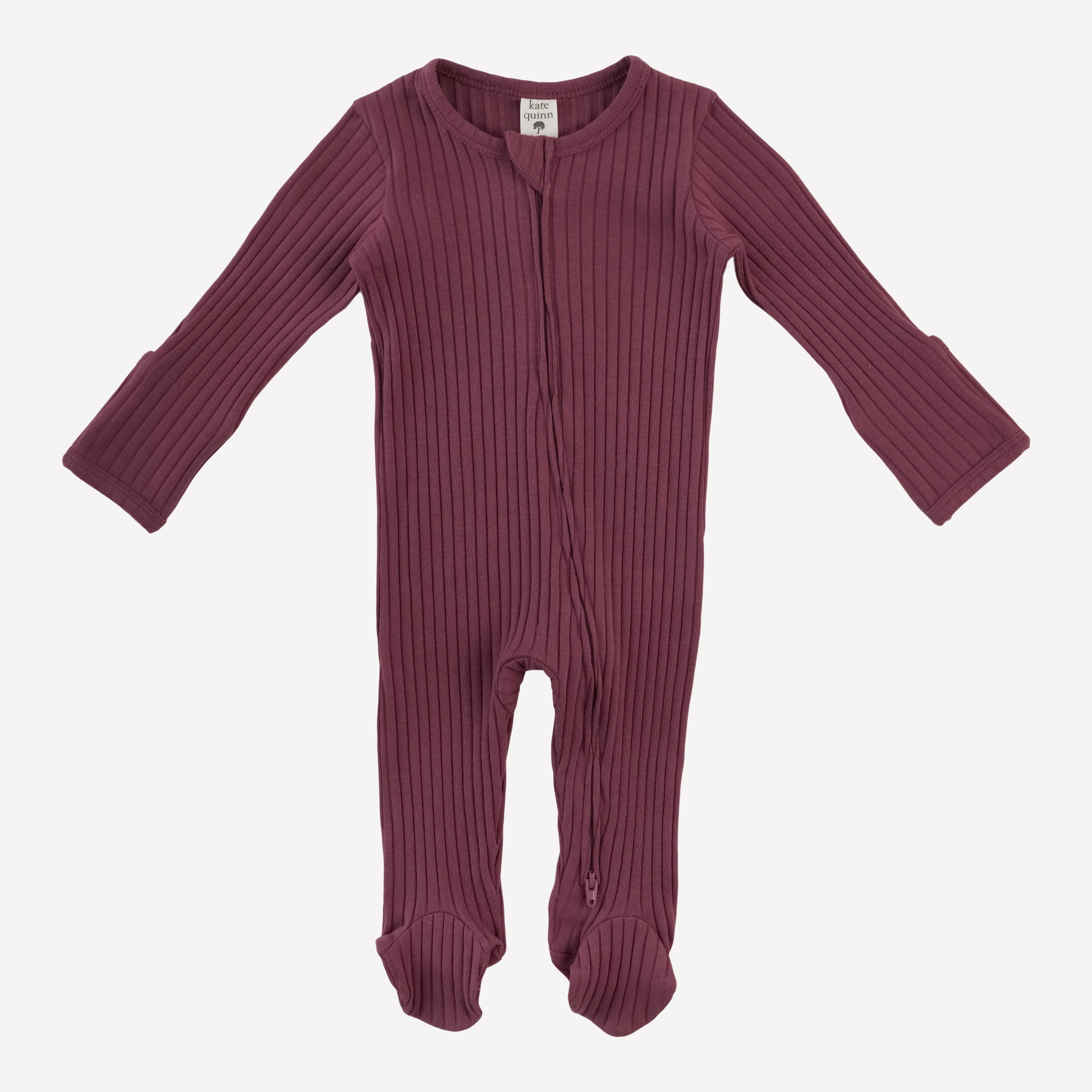 PRESALE long sleeve two way zipper footie | wilder ginger | organic cotton wide rib