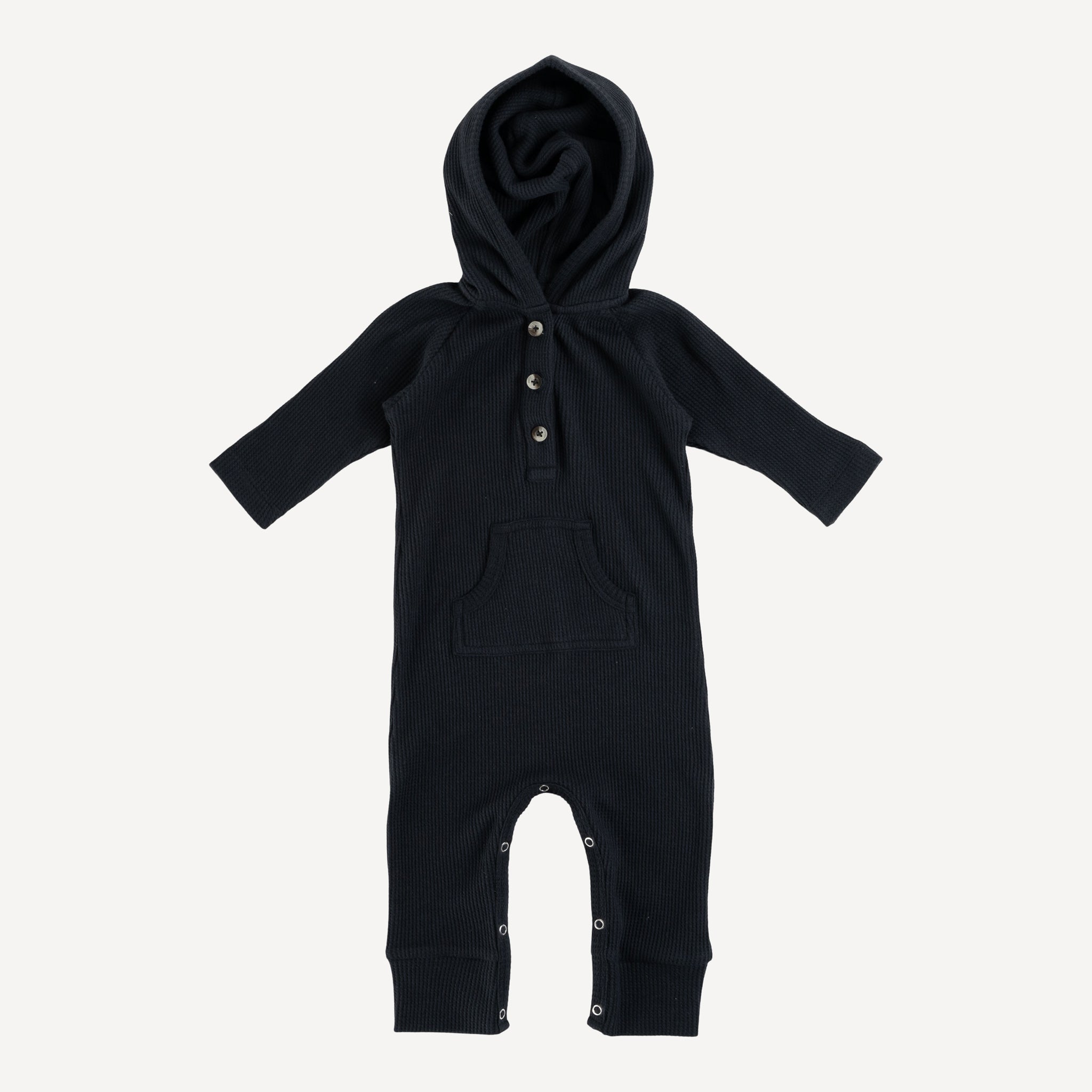 long sleeve hooded sport jumpsuit black organic cotton thermal