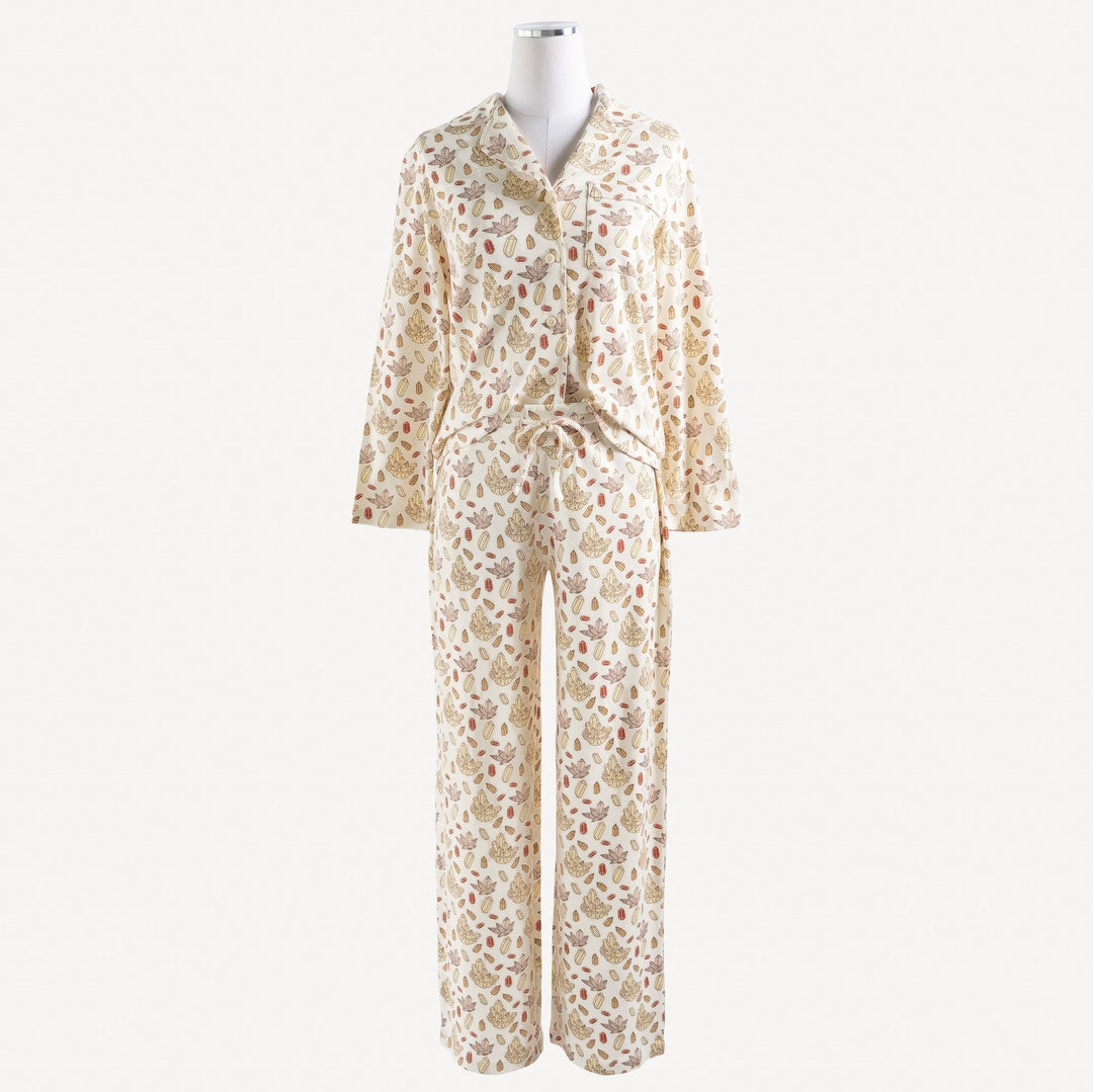 womens pj set | neutral crystals | raw edge organic cotton