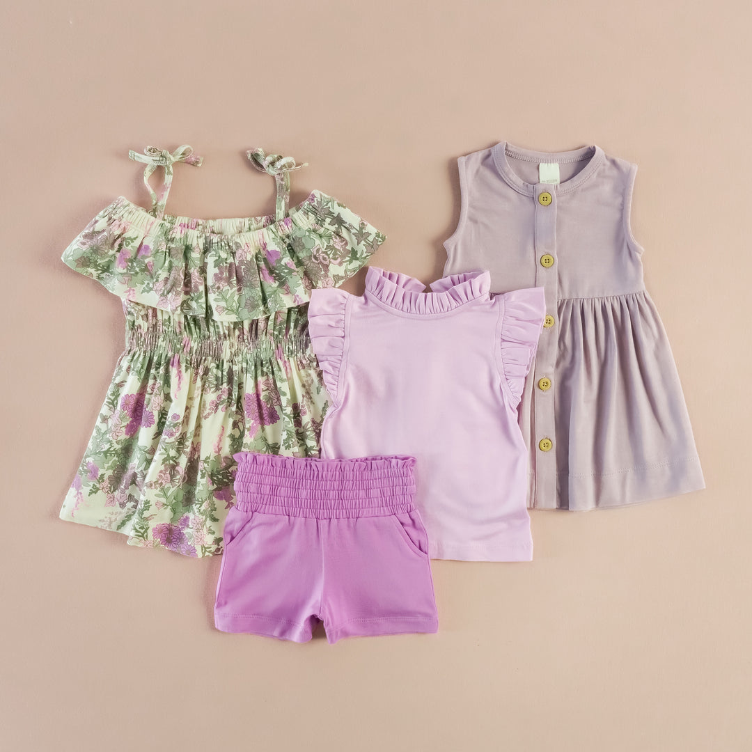 mauve + queen anne set