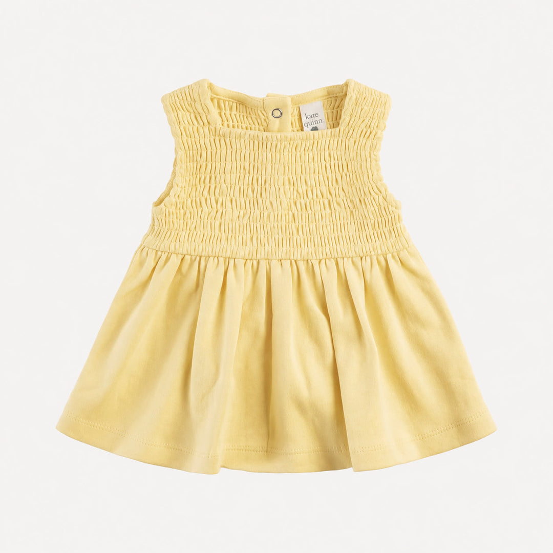 PREORDER sleeveless square neck smocked top | butter yellow | organic cotton interlock