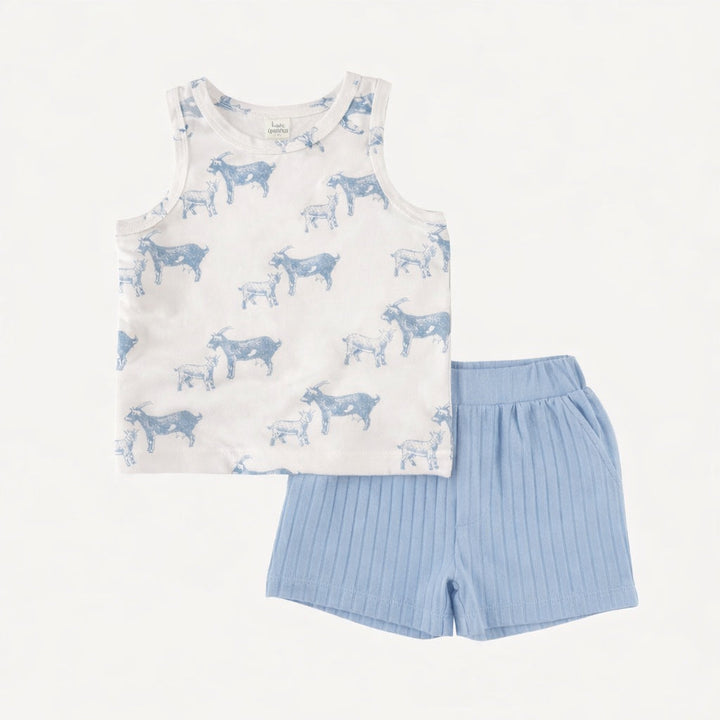 topstitch tank + relaxed short set | goats | organic cotton interlock
