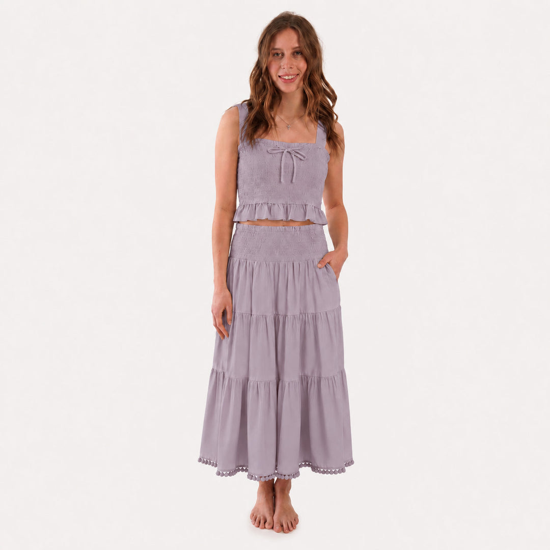 PREORDER womens clara set | dusty lavender | organic cotton interlock