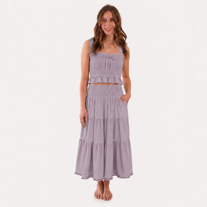 PREORDER womens clara set | dusty lavender | organic cotton interlock