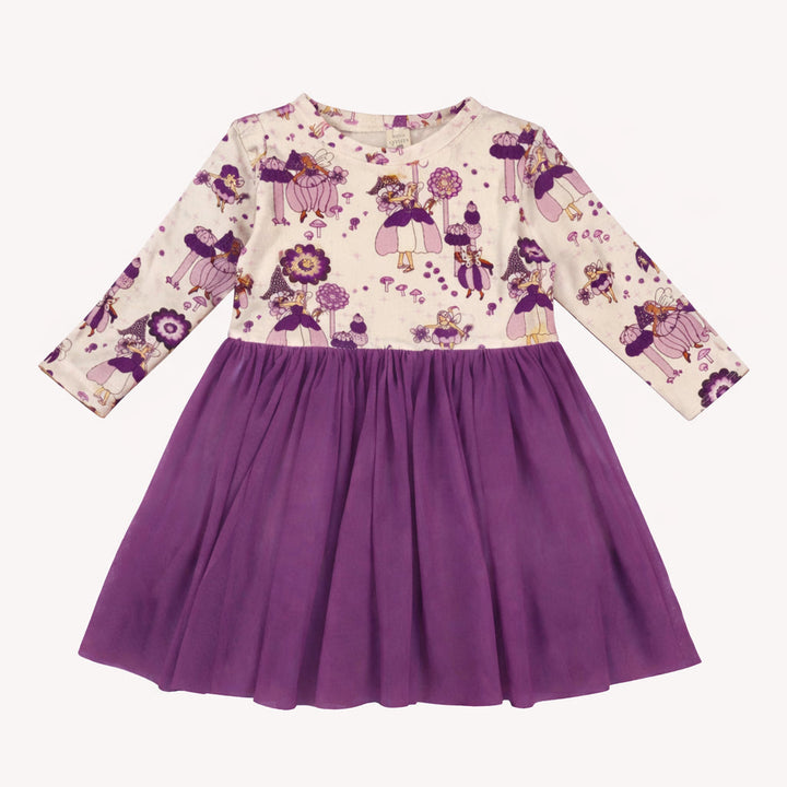 long sleeve ballerina tulle dress | sugar plum fairy | organic cotton flat rib