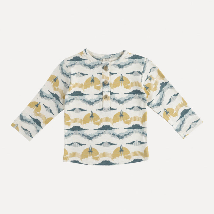 PREORDER long sleeve basic henley tee | rocket | bamboo