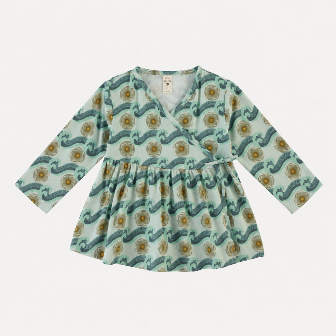long sleeve wrap top | aqua ocean sun | organic cotton gauze