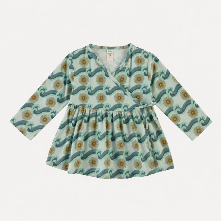 long sleeve wrap top | aqua ocean sun | organic cotton gauze