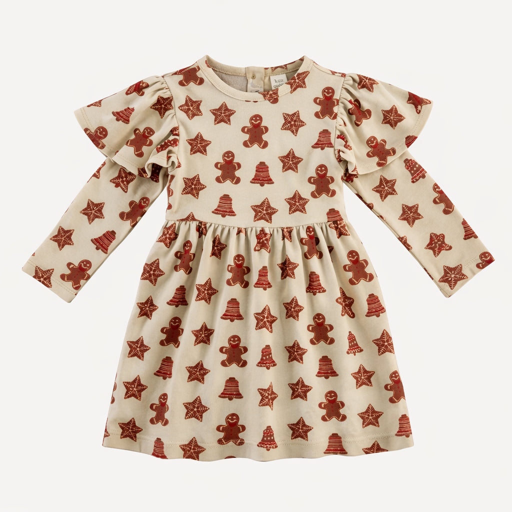 long sleeve colette dress | gingerbread cookies | organic cotton flat rib