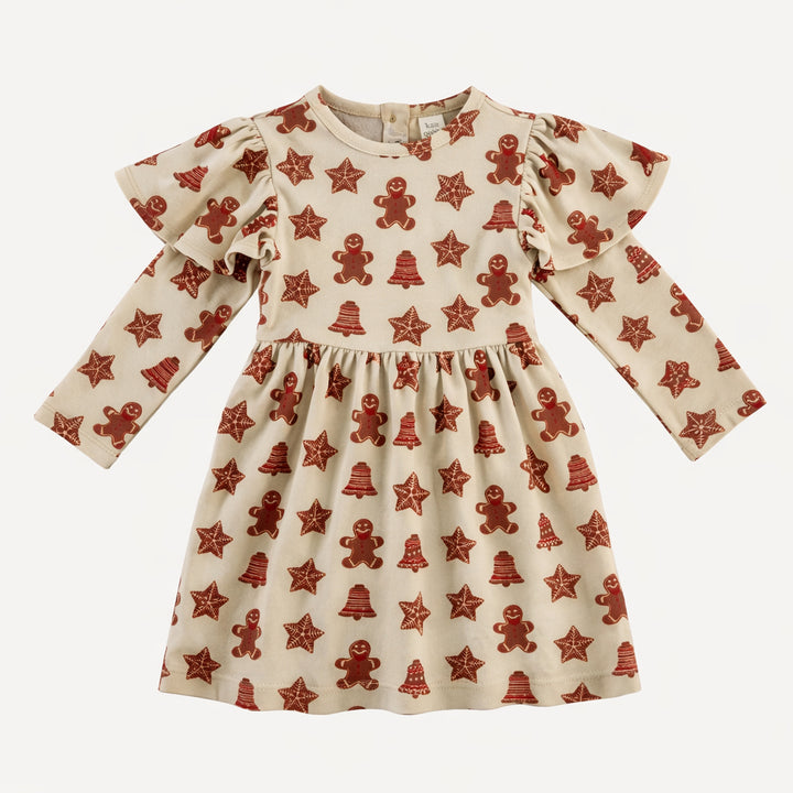 long sleeve colette dress | gingerbread cookies | organic cotton flat rib
