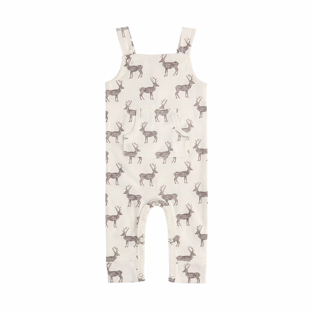 kanga pocket overall | coffee reindeer | organic cotton flat rib