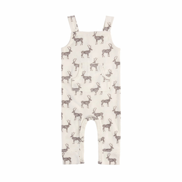 kanga pocket overall | coffee reindeer | organic cotton flat rib