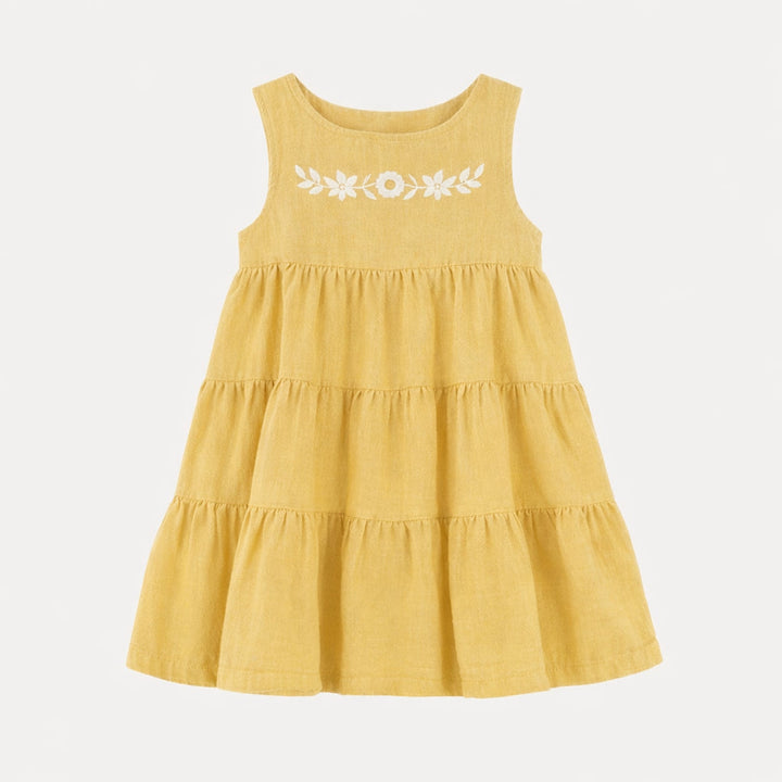 fiesta embroidered dress | new wheat | organic cotton gauze