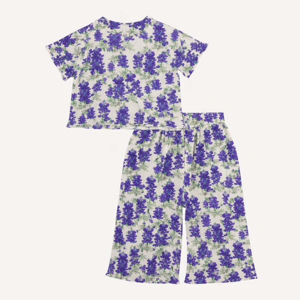 short sleeve jade set | blue bonnets | organic cotton jersey