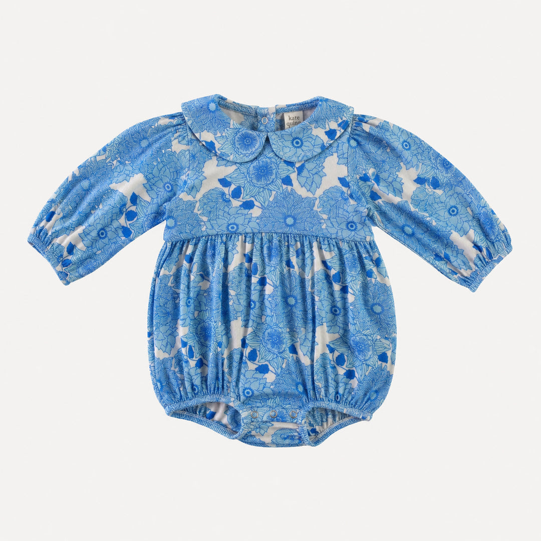 PREORDER long sleeve peter pan bubble | blue vintage floral | bamboo