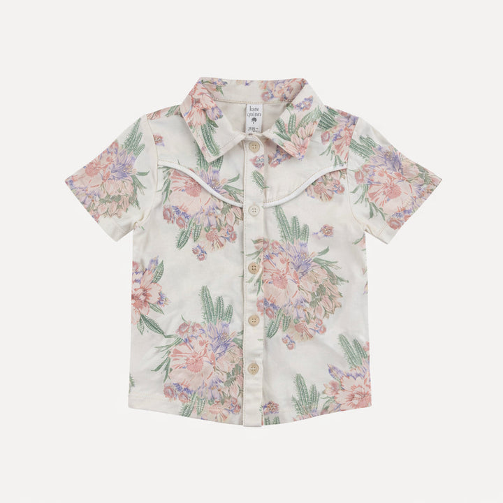short sleeve urban cowboy shirt | cactus flower | organic cotton jersey