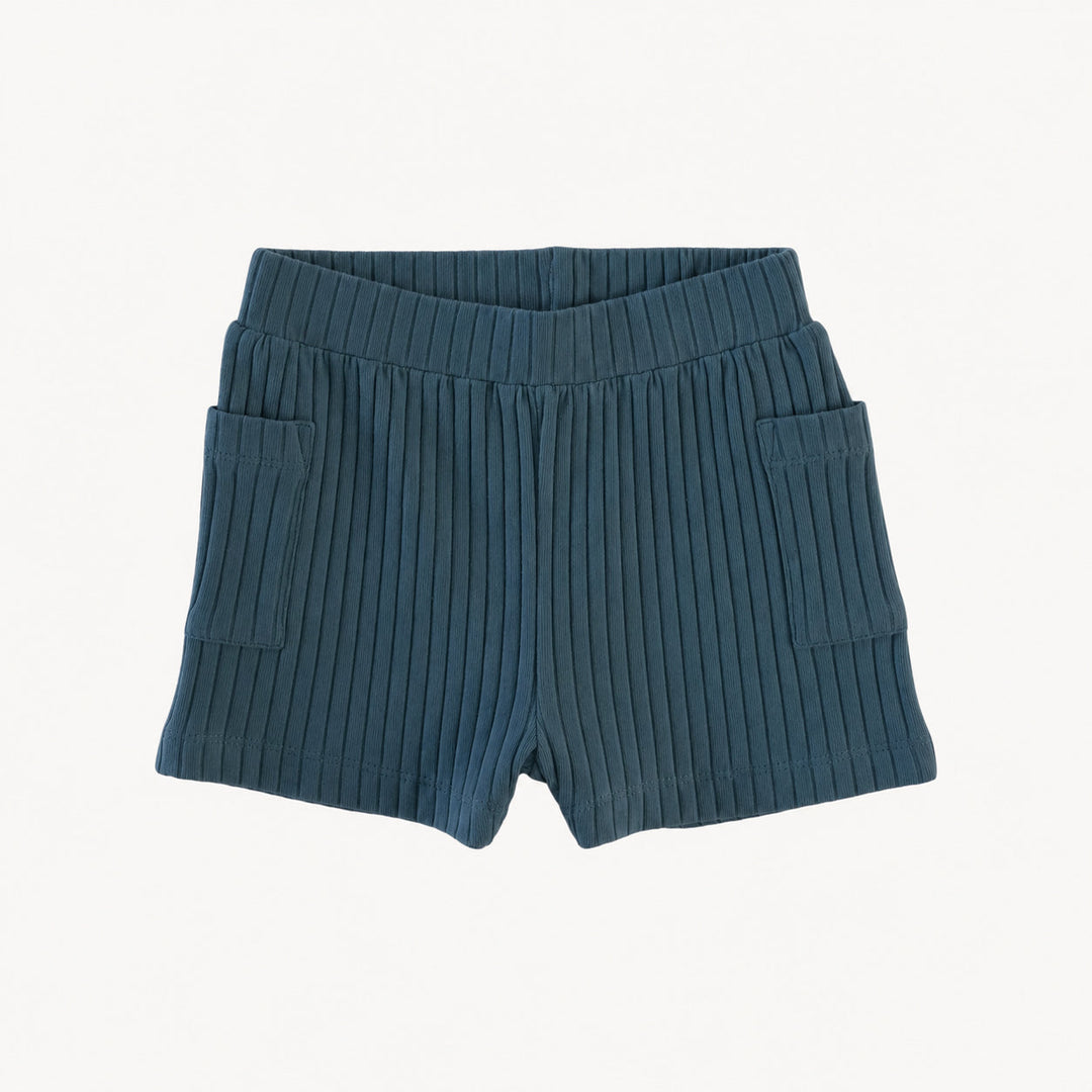 PREORDER patch pocket short | blue slate | organic cotton wide rib