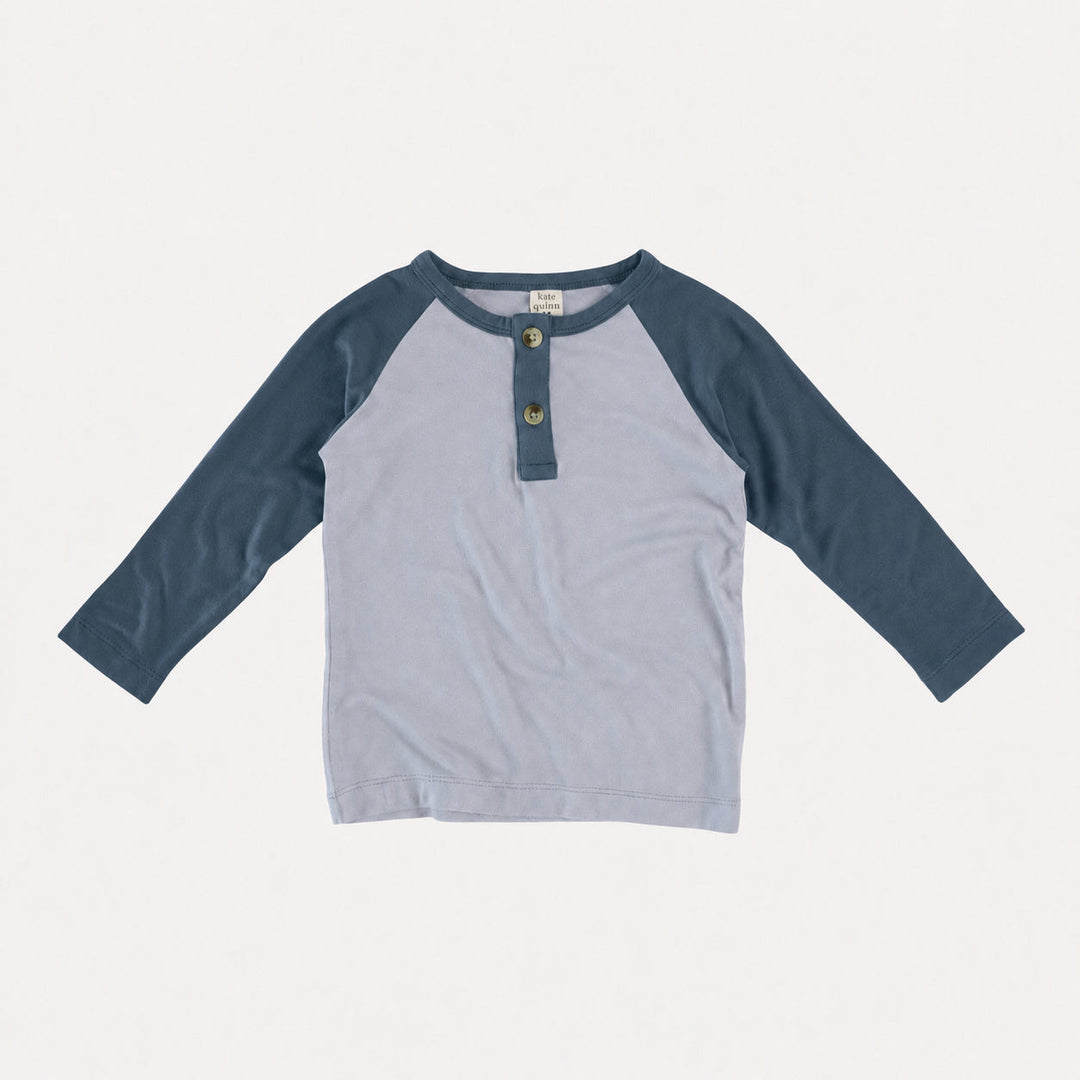 PREORDER long sleeve baseball henley tee | arctic ice | bamboo