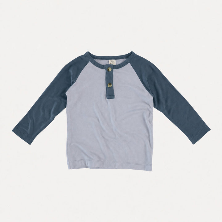 PREORDER long sleeve baseball henley tee | arctic ice | bamboo