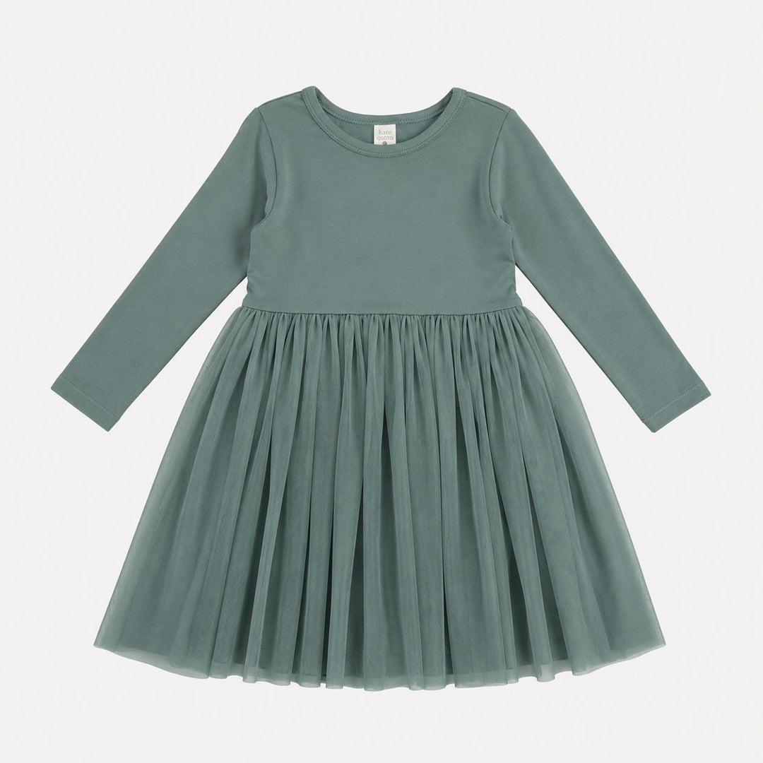 PREORDER long sleeve ballerina tulle dress | forest | bamboo