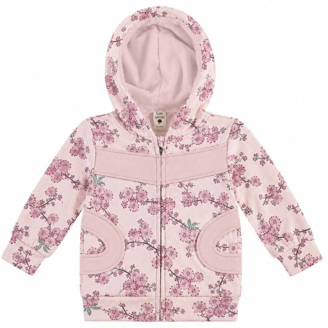 PREORDER hooded puff sleeve jacket | cherry blossom | organic cotton interlock