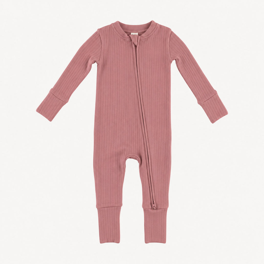 PREORDER long sleeve convertible zippy pj | dusty rose | woods rib