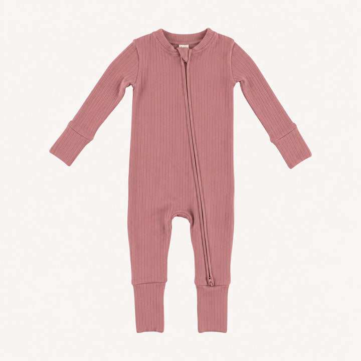 PREORDER long sleeve convertible zippy pj | dusty rose | woods rib