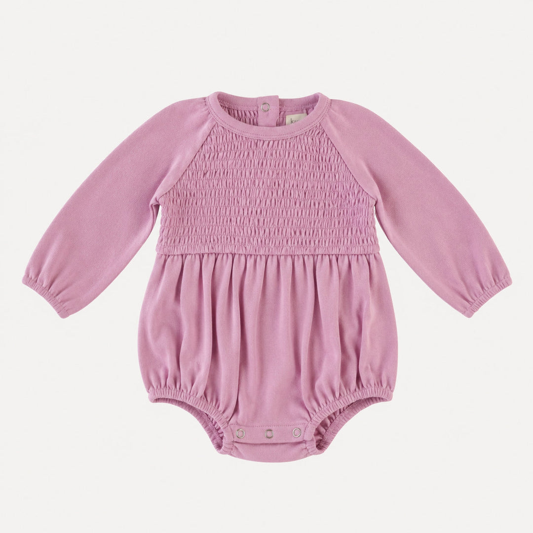 PREORDER long sleeve puff smocked bubble | valarian | organic cotton interlock