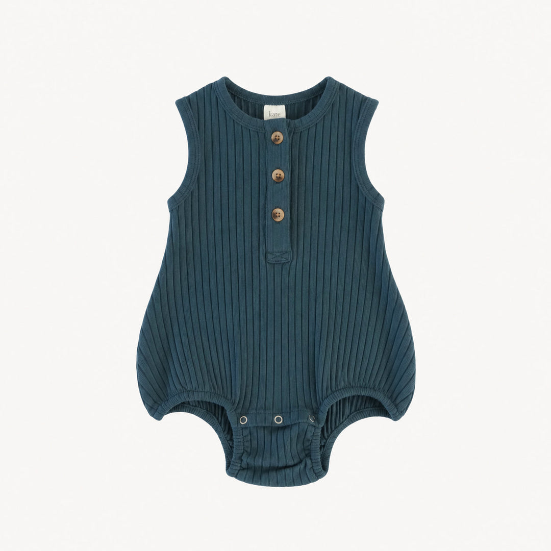 PREORDER sleeveless henley bubble | blue slate | organic cotton wide rib