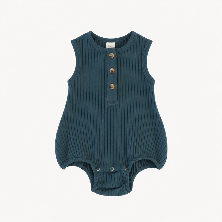 PREORDER sleeveless henley bubble | blue slate | organic cotton wide rib