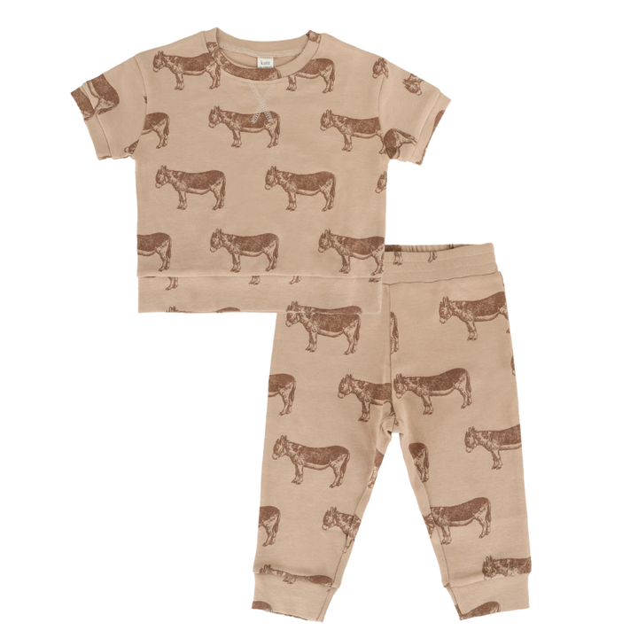 short sleeve relaxed jogger set | donkey | organic cotton interlock