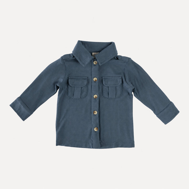PREORDER long sleeve military top | slate blue | bamboo