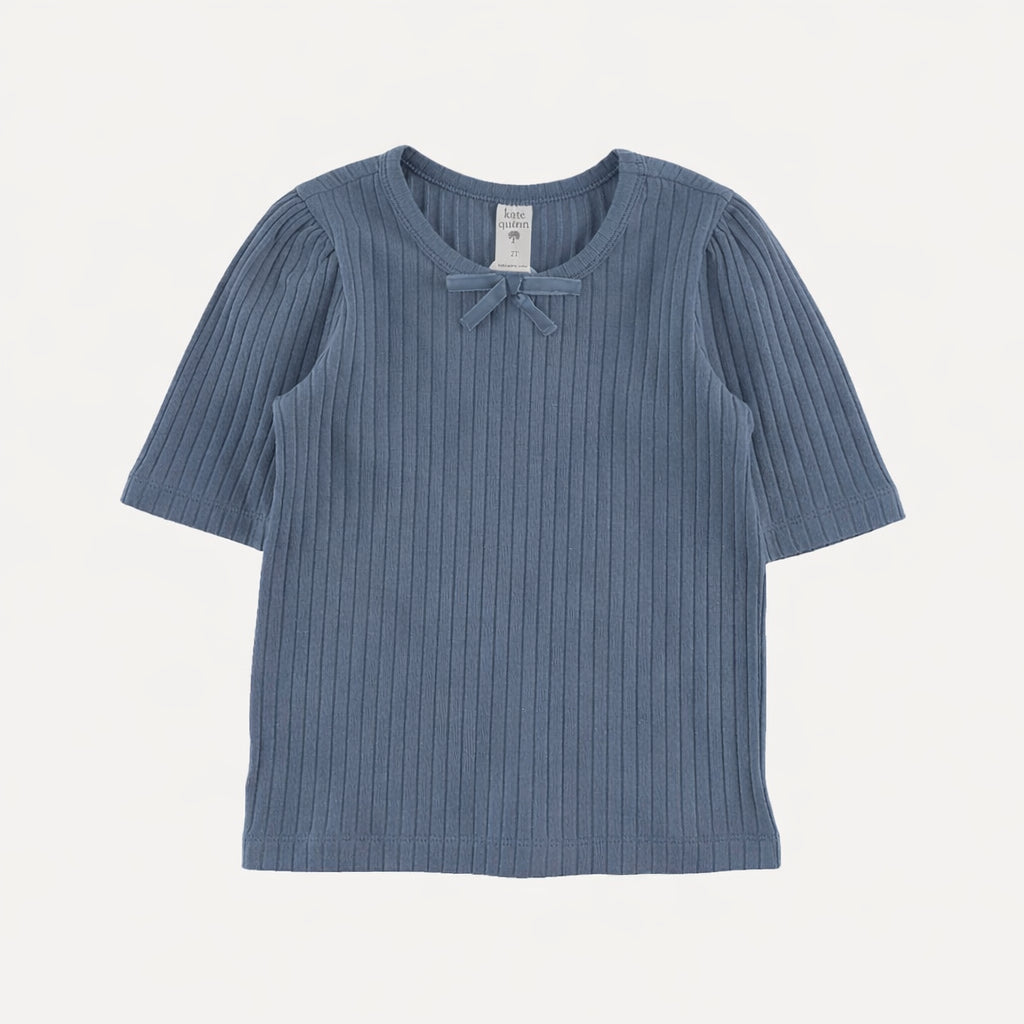 sarah bow top | london blue | organic cotton wide rib