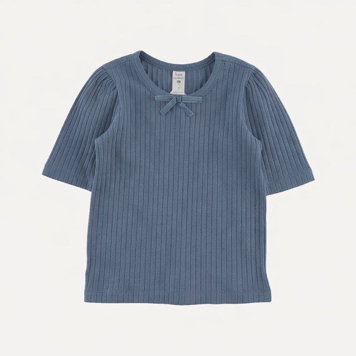 sarah bow top | london blue | organic cotton wide rib