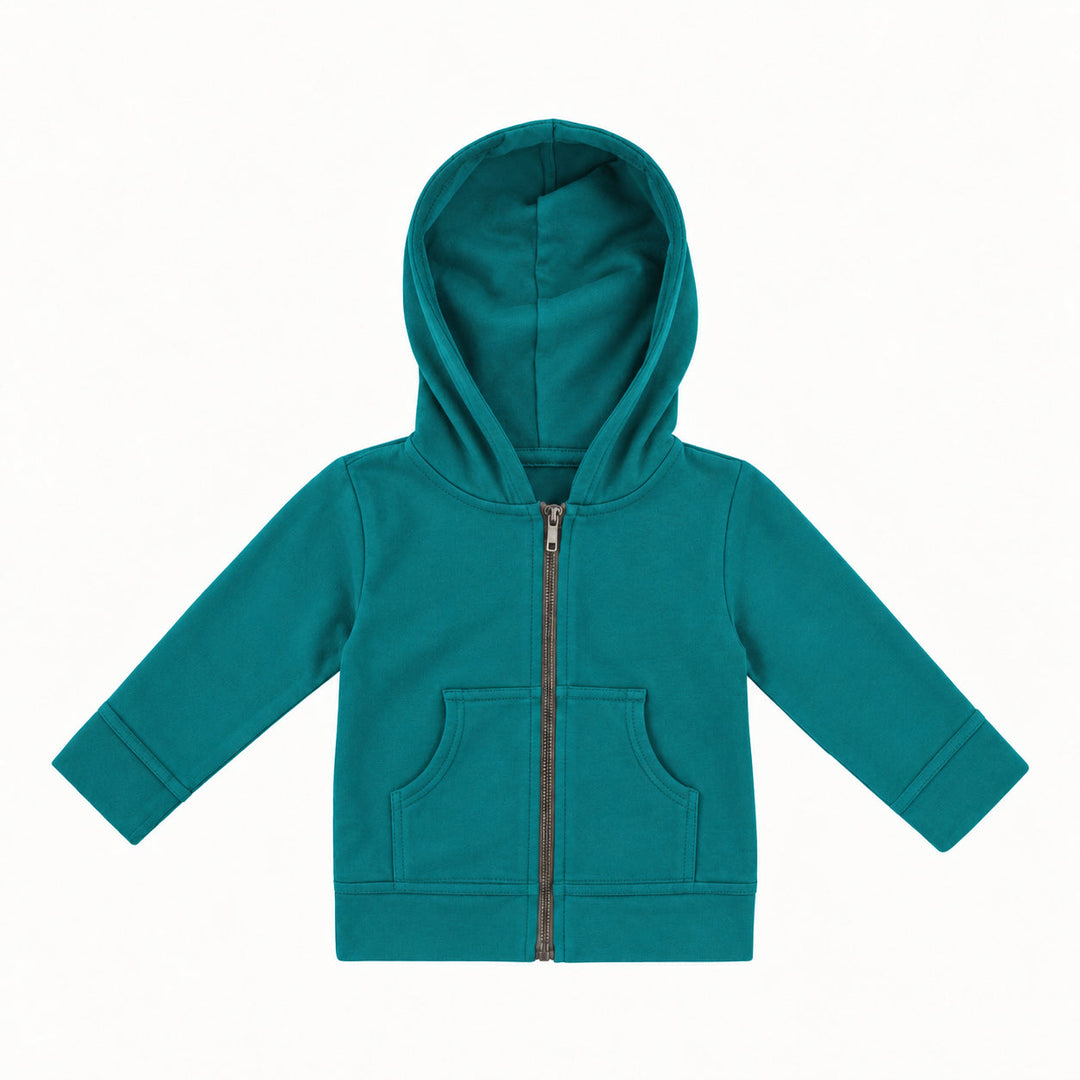 PREORDER long sleeve skinny zipper pocket hoodie | sea pine | modal