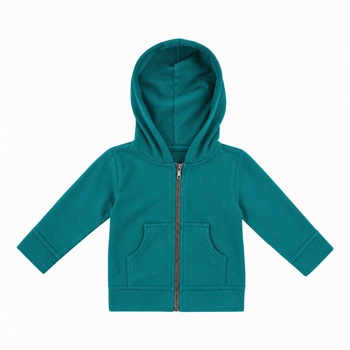 PREORDER long sleeve skinny zipper pocket hoodie | sea pine | modal