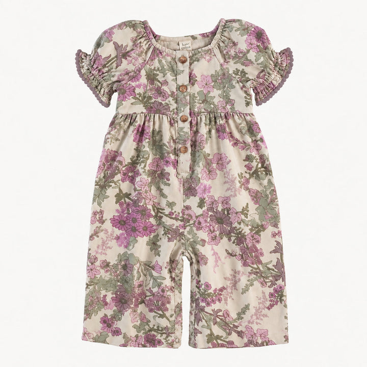 PREORDER short sleeve woodland jumpsuit | violet queen annes lace | modal