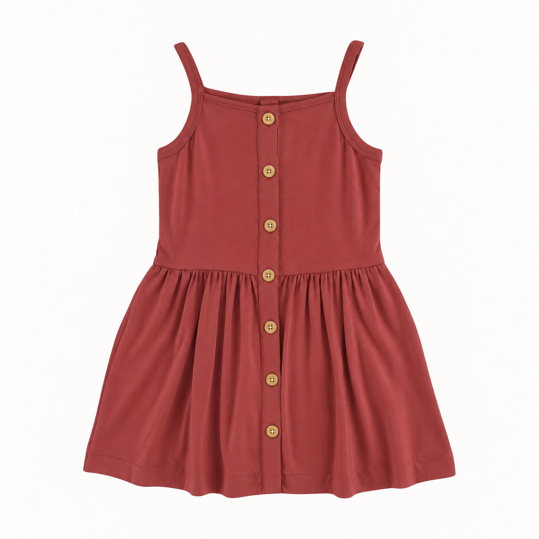 PREORDER button sun dress | pom red | modal