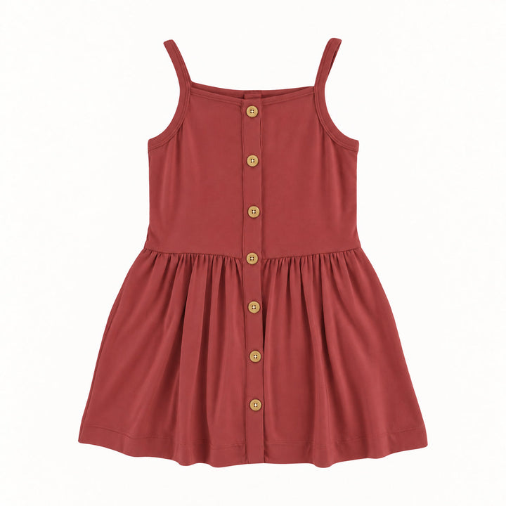 PREORDER button sun dress | pom red | modal