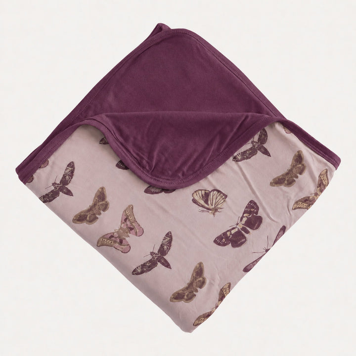 PREORDER double layer blanket | purple moths | organic cotton interlock