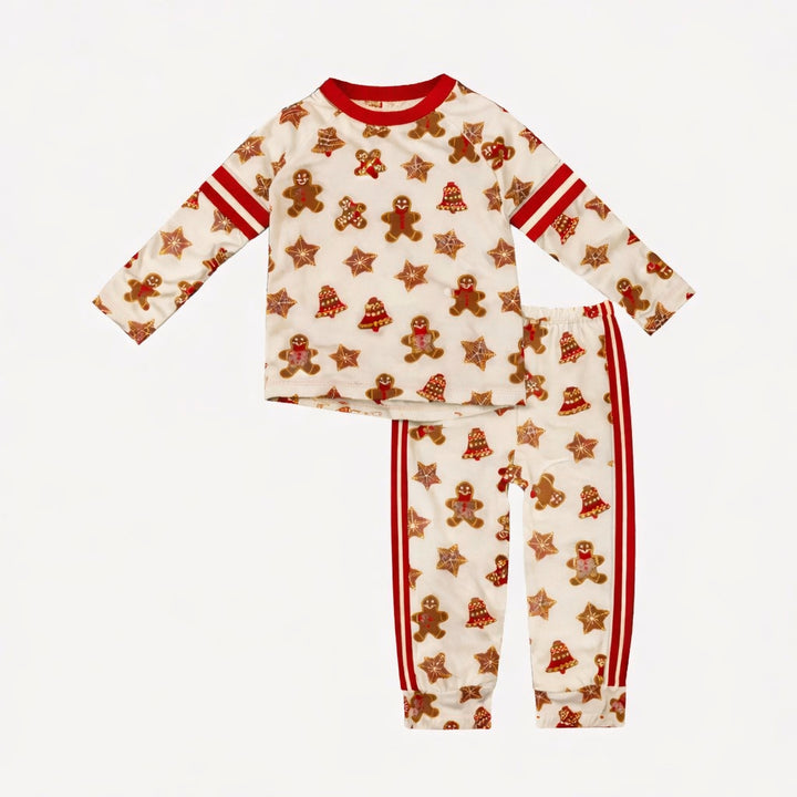 long sleeve football set | gingerbread cookies | organic cotton flat rib