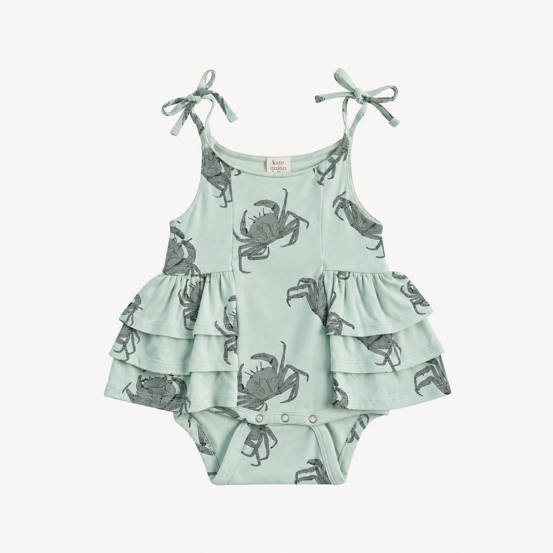 PREORDER triple ruffle ballerina bubble | green crab | modal