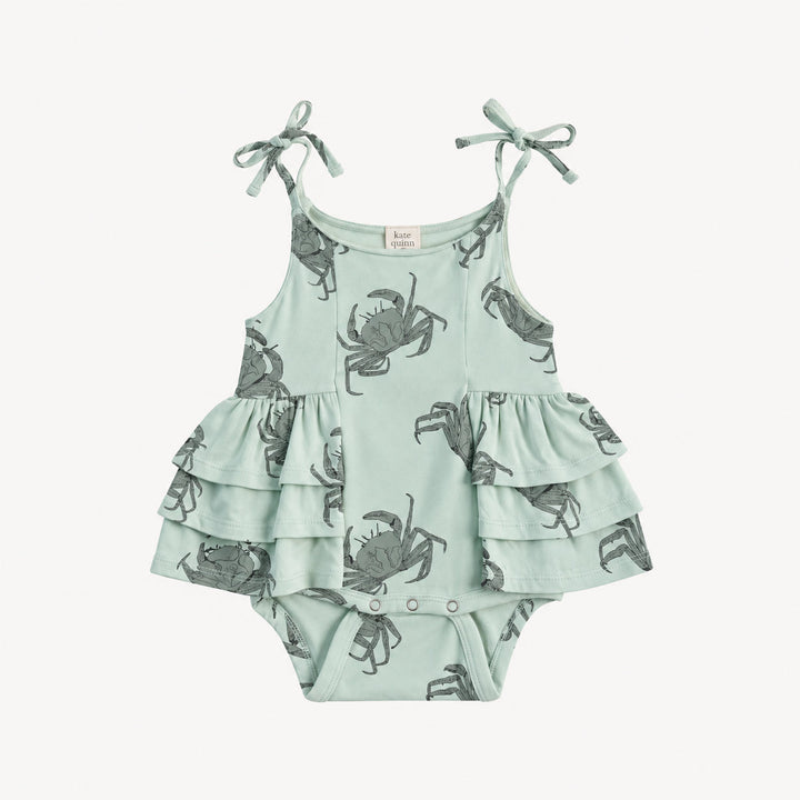 PREORDER triple ruffle ballerina bubble | green crab | modal