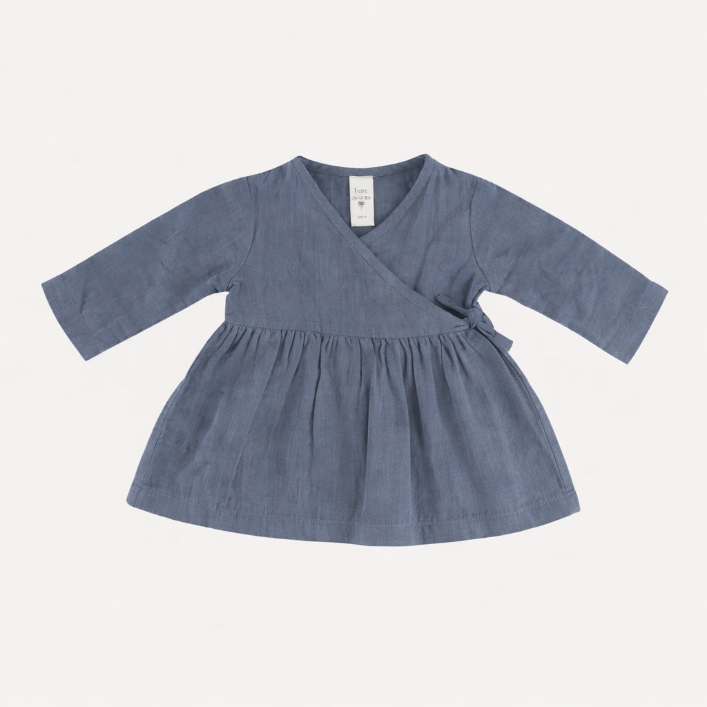 long sleeve wrap top | london blue | organic cotton gauze