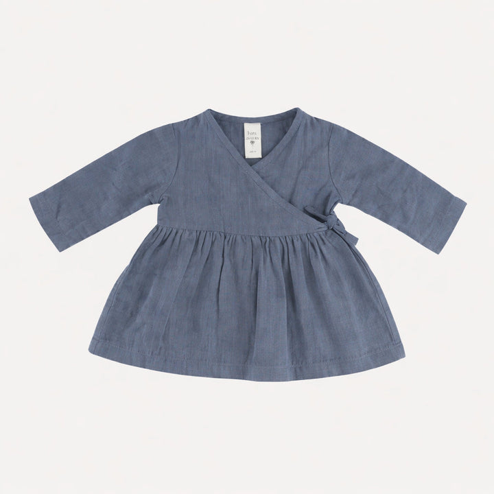 long sleeve wrap top | london blue | organic cotton gauze