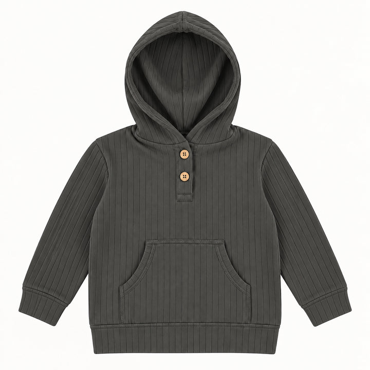 PREORDER mens long sleeve henley hoodie | beluga | woods rib