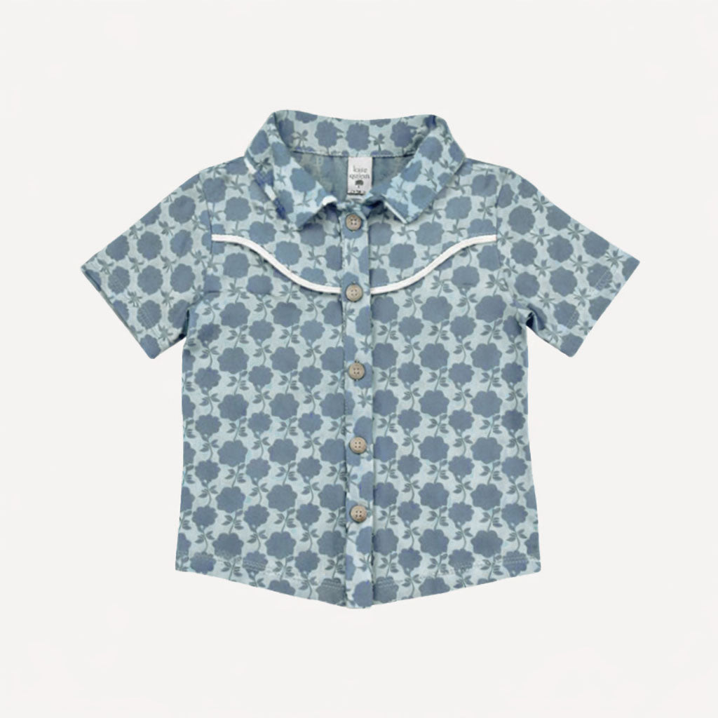 short sleeve urban cowboy shirt | blue calico | organic cotton jersey