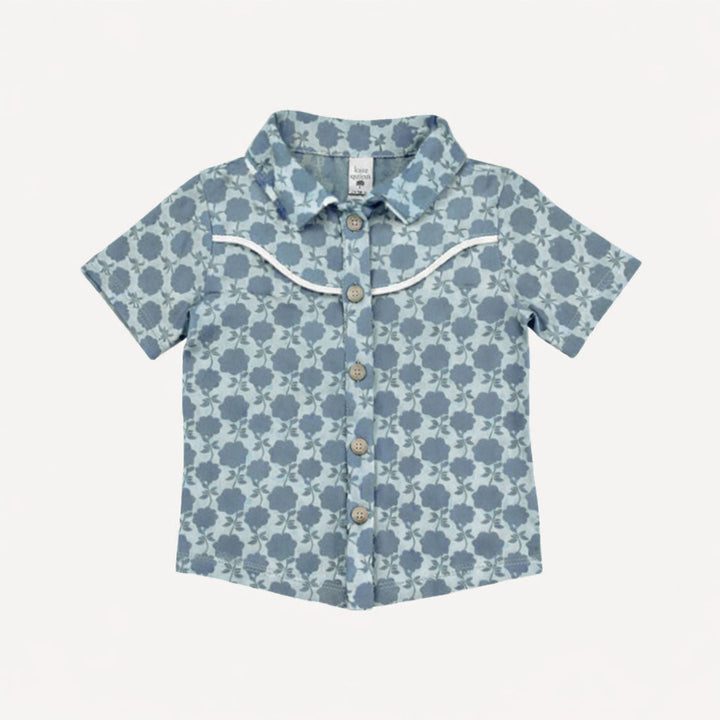 short sleeve urban cowboy shirt | blue calico | organic cotton jersey